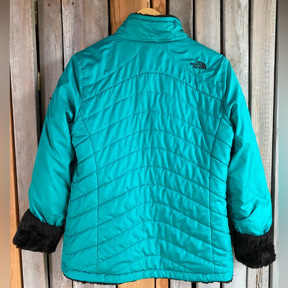 Reversible Black Fur/ Teal Jacket The North Face Sz M